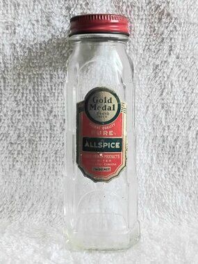 Vintage Gold Medal Pure Allspice Glass Bottle!!